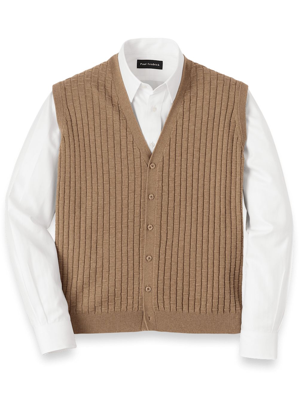 Product Image of Cotton Button Front Cardigan Vest-Camel