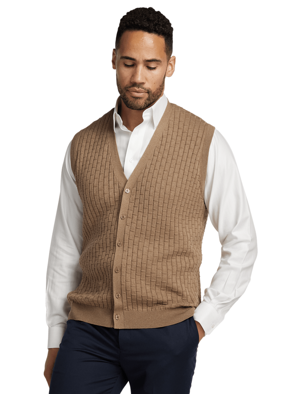 Alternate Image of Cotton Button Front Cardigan Vest-1