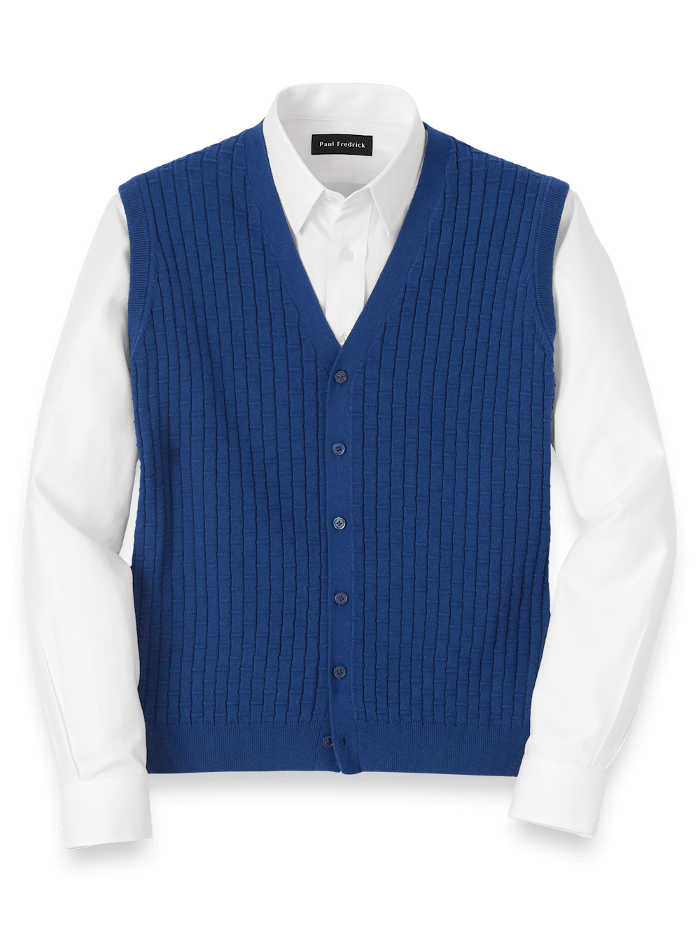 Product Image of Cotton Button Front Cardigan Vest-Blue