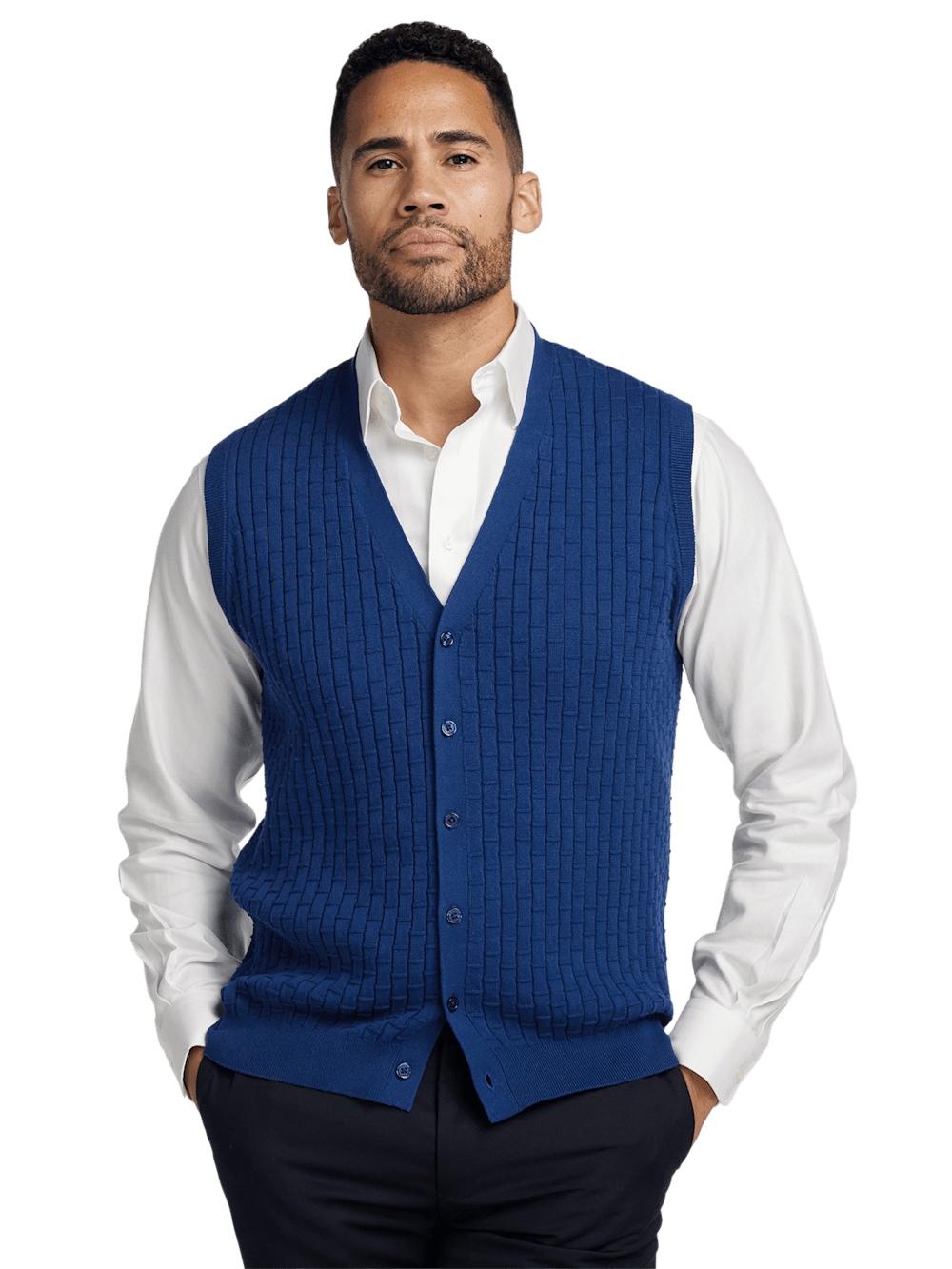 Alternate Image of Cotton Button Front Cardigan Vest-1