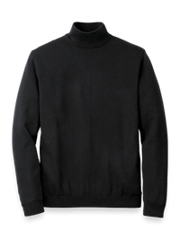 Supima Cotton Mock Neck Sweater - Black