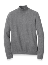 Supima Cotton Mock Neck Sweater - Medium Grey