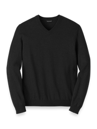 Supima Cotton V-neck Sweater - Black