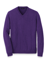 Supima Cotton V-neck Sweater - Purple