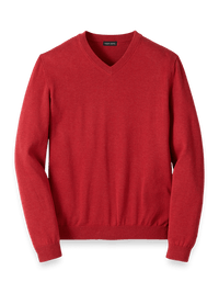 Supima Cotton V-neck Sweater - Red