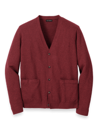 Supima Cotton Button Front Cardigan - Burgundy