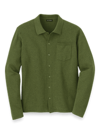 Supima Cotton Button Front Polo - Olive