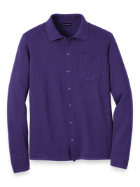 Supima Cotton Button Front Polo - Plum