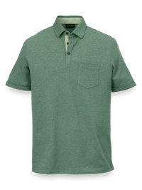 Cotton Blend Three Button Polo - Green