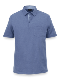 Cotton Blend Three Button Polo - Blue