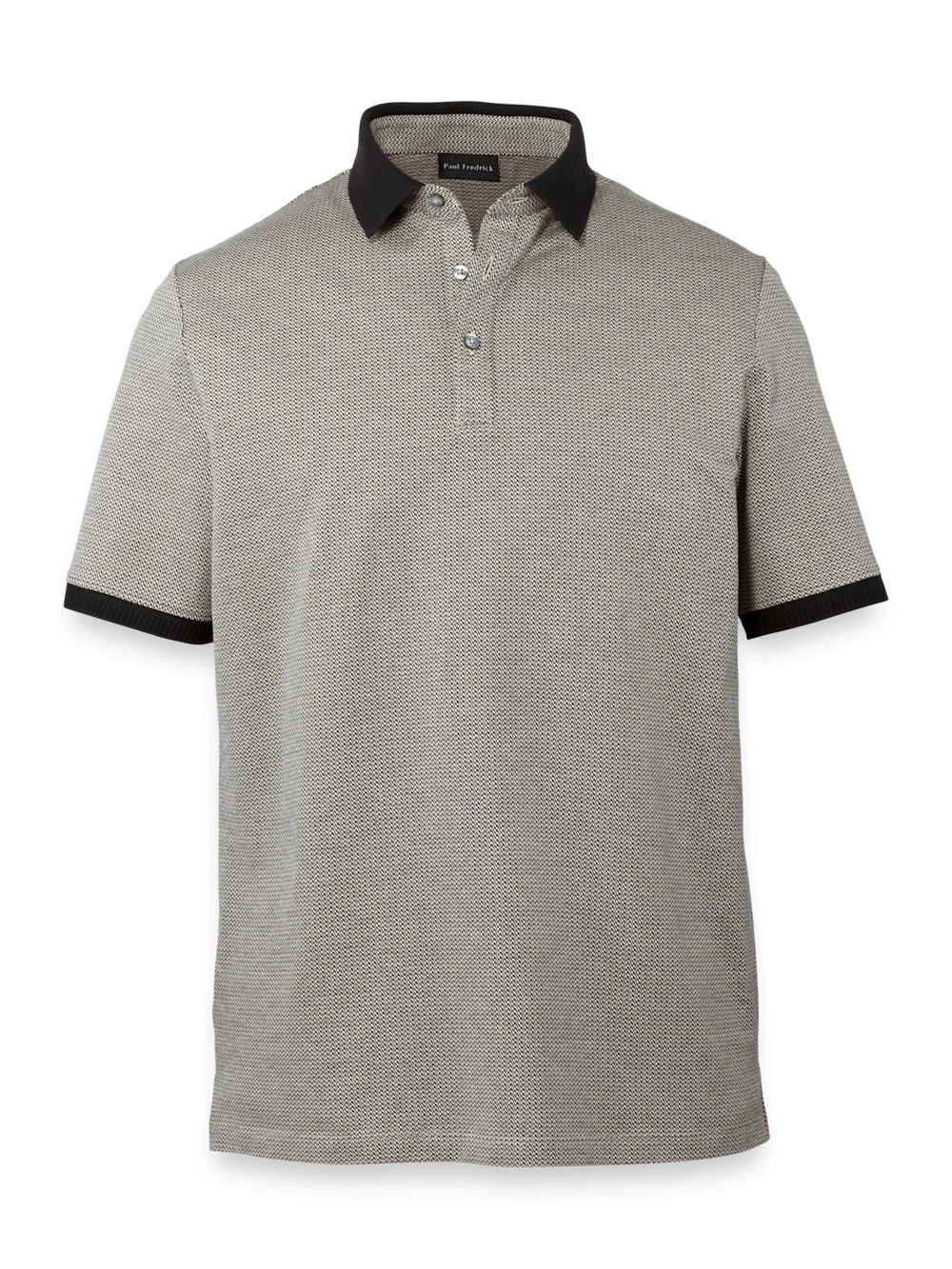 Product Image of Cotton Three Button Polo-Tan Multi