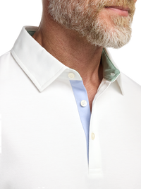 Cotton Blend Three Button Polo - White