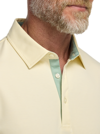 Cotton Blend Three Button Polo - Light Yellow