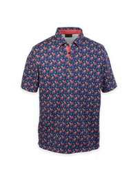 Cotton Full Button Front Polo - Navy Multi