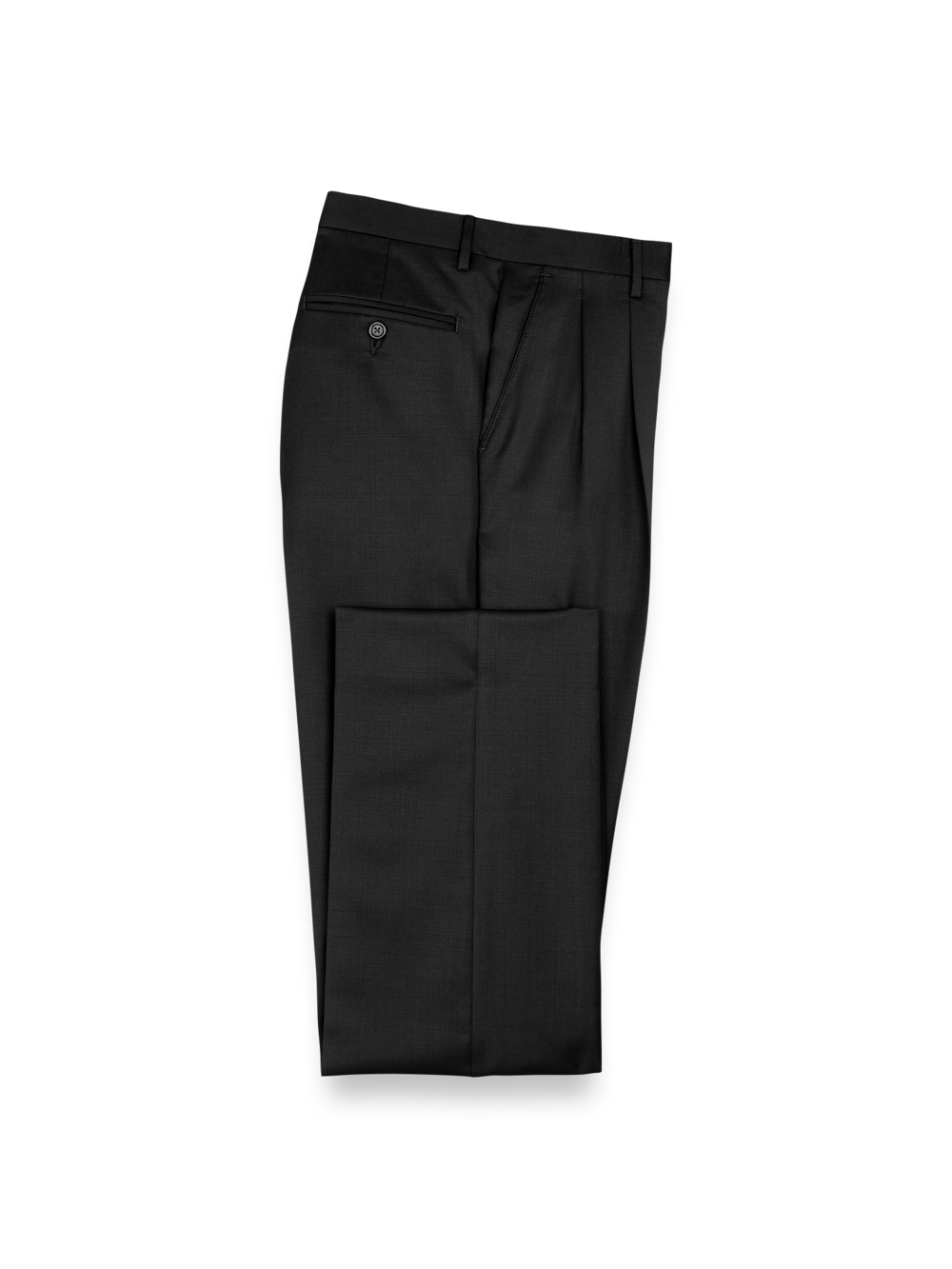 Product Image of Wool Gabardine Pants-Black#model_pleated front