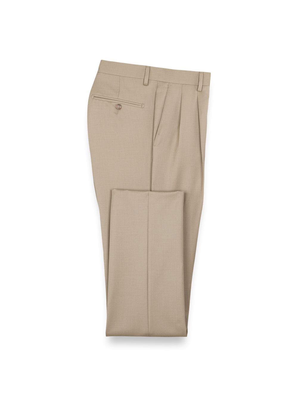 Product Image of Wool Gabardine Pants-Tan#model_pleated front