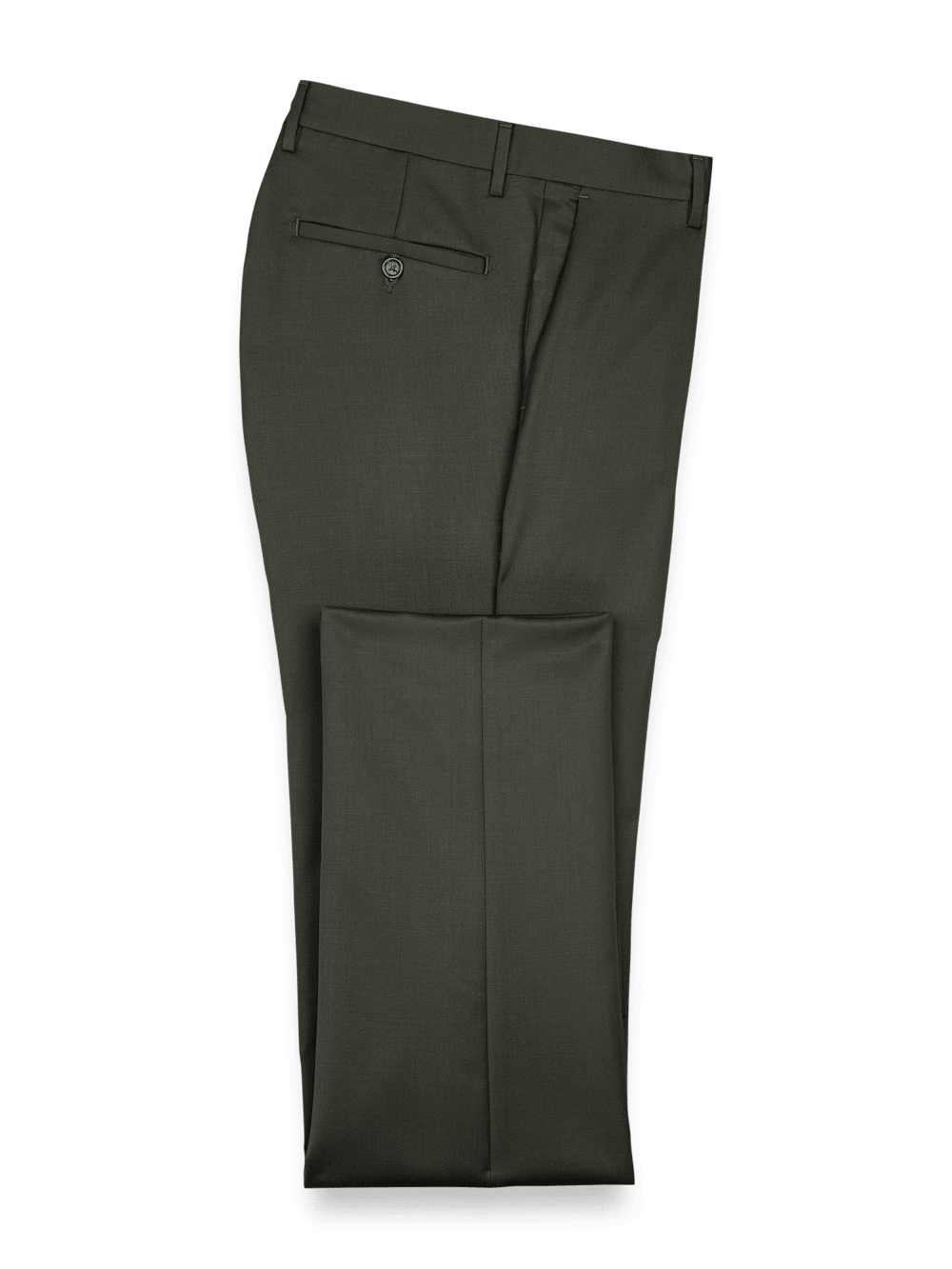 Product Image of Wool Gabardine Pants-Olive#model_flat front