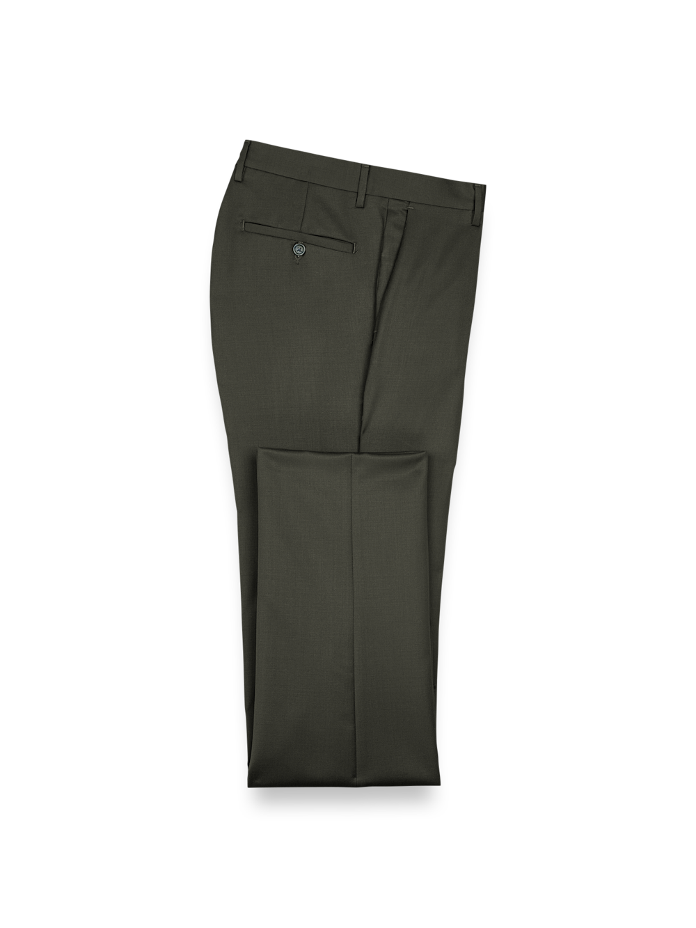 Product Image of Wool Gabardine Pants-Olive#model_flat front