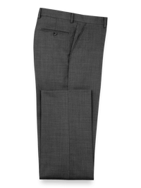 Sharkskin Flat Front Pants - Charcoal