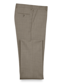 Sharkskin Flat Front Pants - Tan