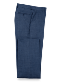 Sharkskin Flat Front Pants - Navy