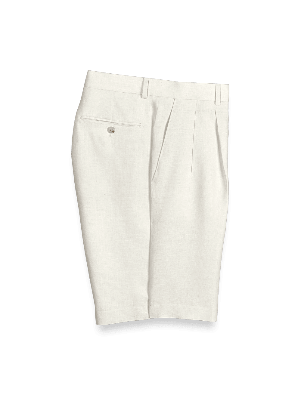 Product Image of Linen Pleated Shorts-Ivory#model_pleated front