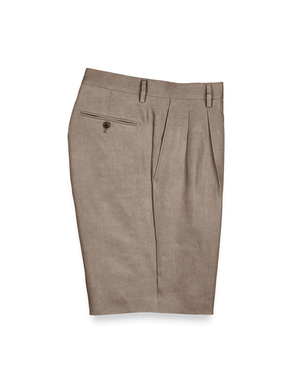 Product Image of Linen Pleated Shorts-Khaki#model_pleated front
