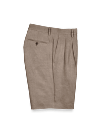 Linen Pleated Shorts - Khaki