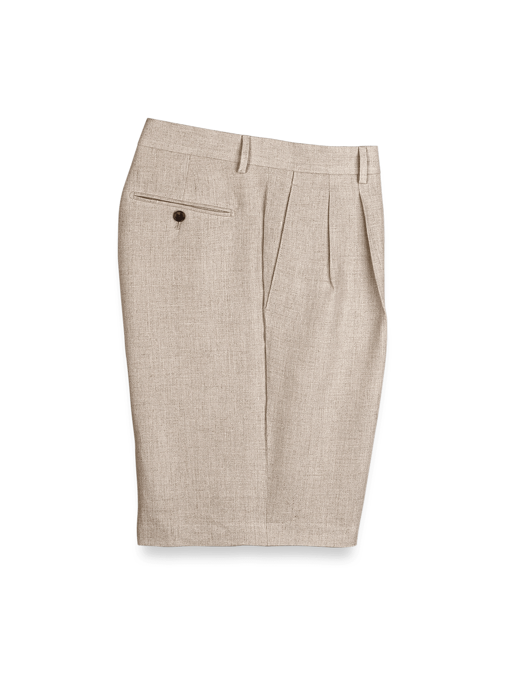 Product Image of Linen Pleated Shorts-Natural#model_pleated front