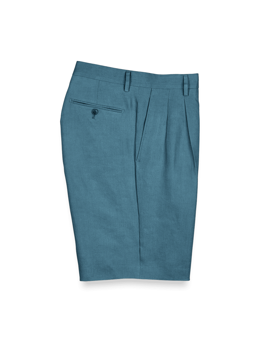 Product Image of Linen Pleated Shorts-Teal#model_pleated front