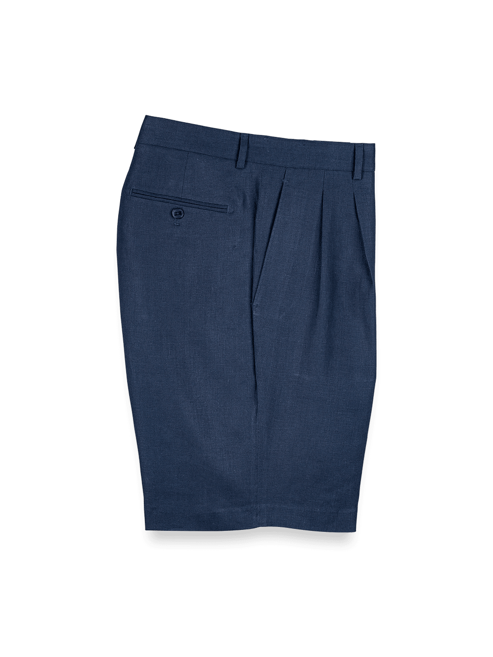 Product Image of Linen Pleated Shorts-Navy#model_pleated front