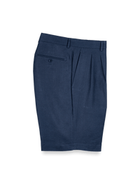 Linen Pleated Shorts - Navy