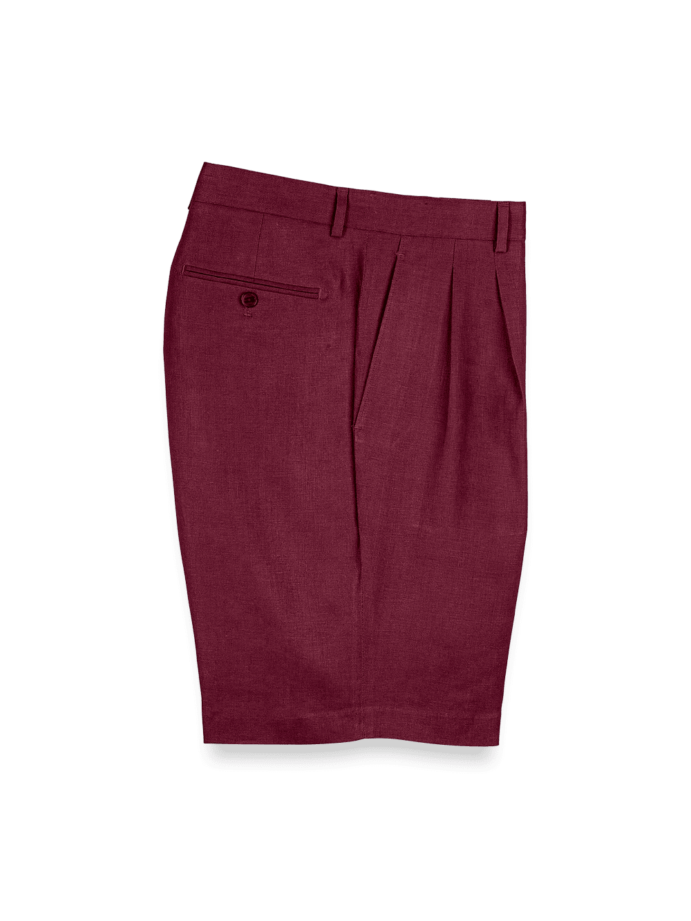 Product Image of Linen Pleated Shorts-Burgundy#model_pleated front