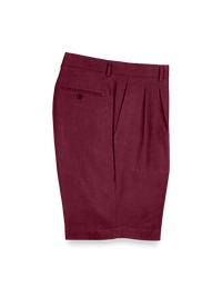 Linen Pleated Shorts - Burgundy