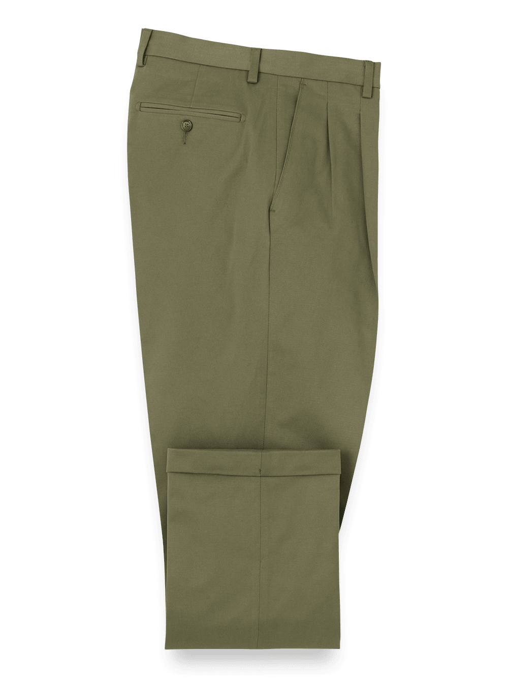 Product Image of Cotton Stretch Twill Pants-Olive#model_pleated front