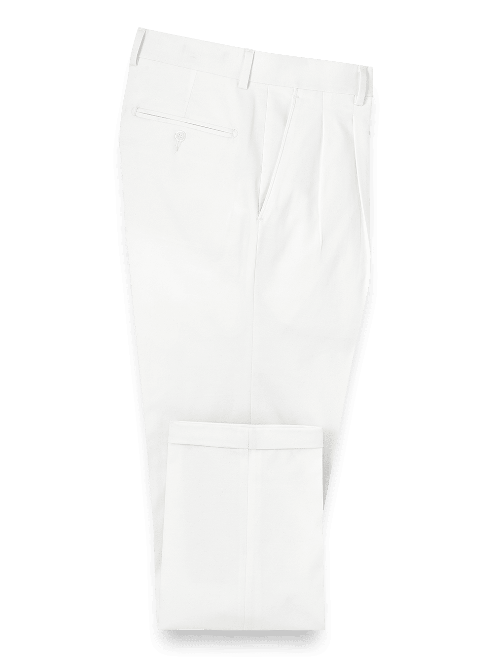 Product Image of Cotton Stretch Twill Pants-White#model_pleated front