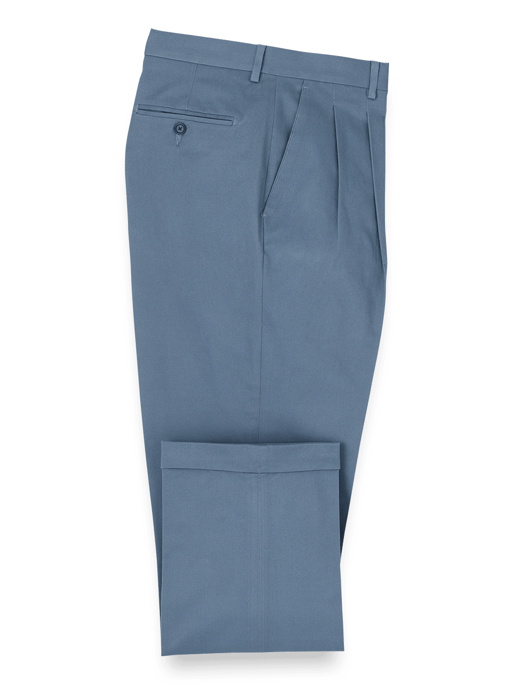 Product Image of Cotton Stretch Twill Pants-Blue#model_pleated front