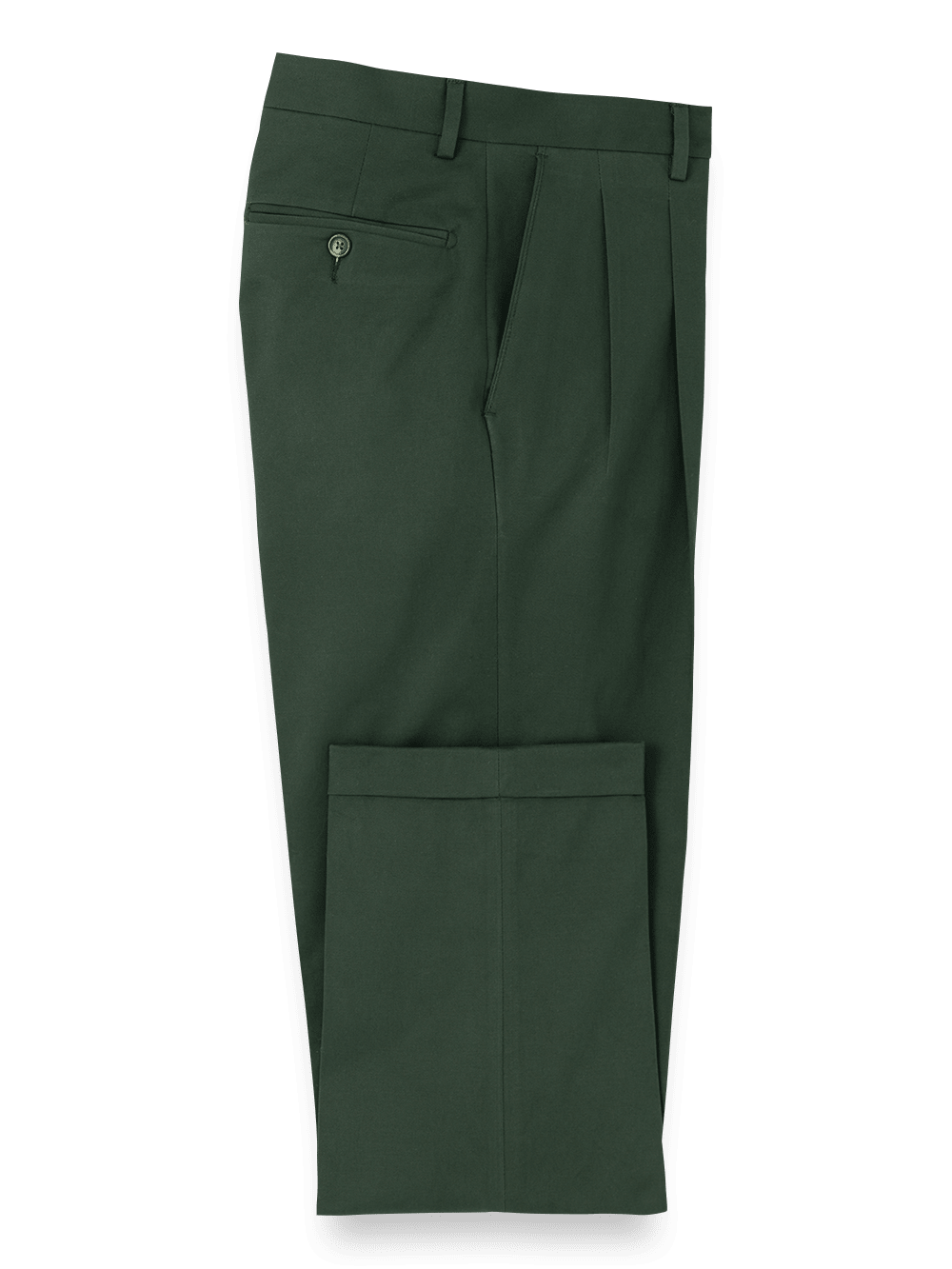 Product Image of Cotton Stretch Twill Pants-Dark Green#model_pleated front