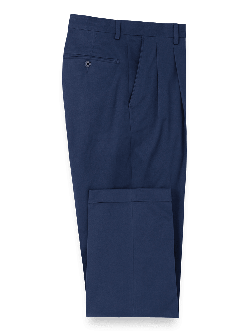 Product Image of Cotton Stretch Twill Pants-Bright Navy#model_pleated front