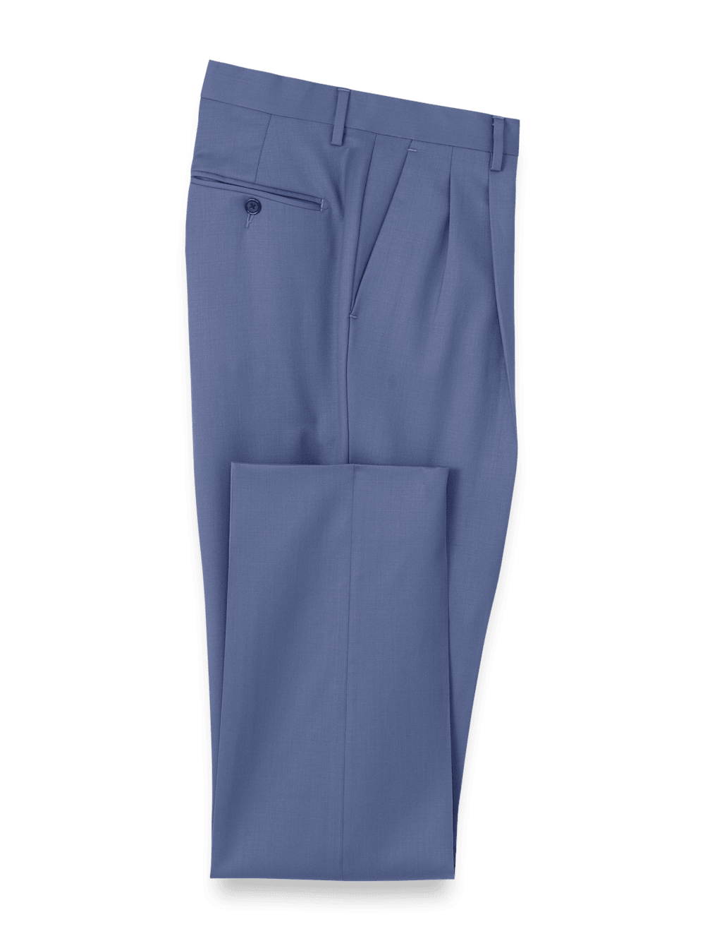 Product Image of Wool Gabardine Pants-Postal Blue#model_pleated front