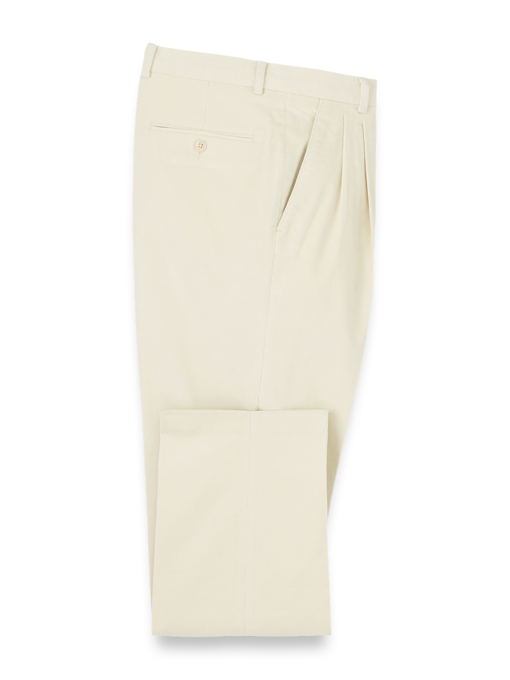 Product Image of Cotton Stretch Corduroy Pants-Winter White#model_pleated front