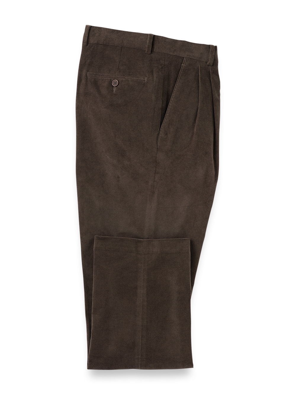 Product Image of Cotton Stretch Corduroy Pants-Dark Brown#model_pleated front