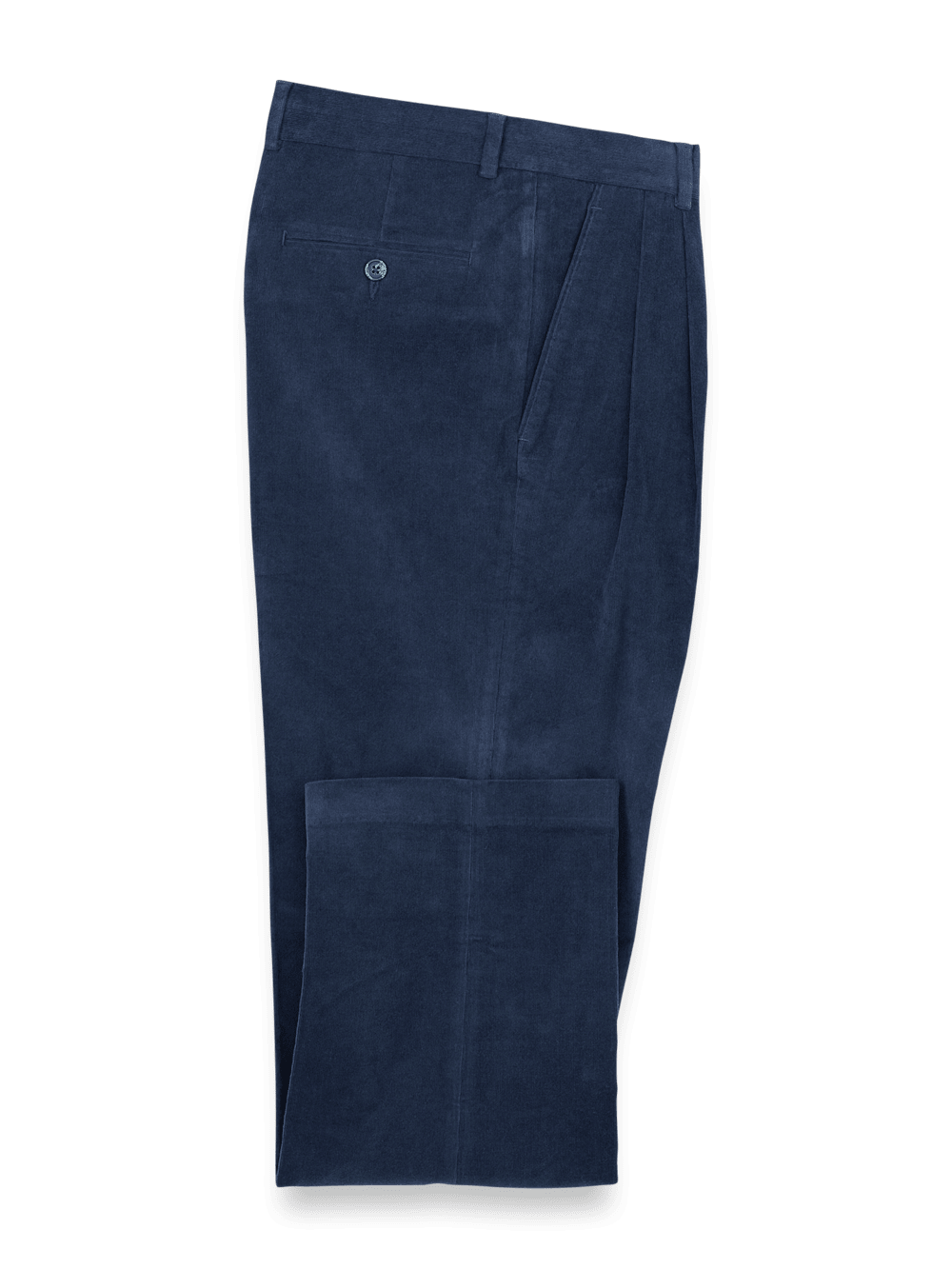 Product Image of Cotton Stretch Corduroy Pants-Blue#model_pleated front