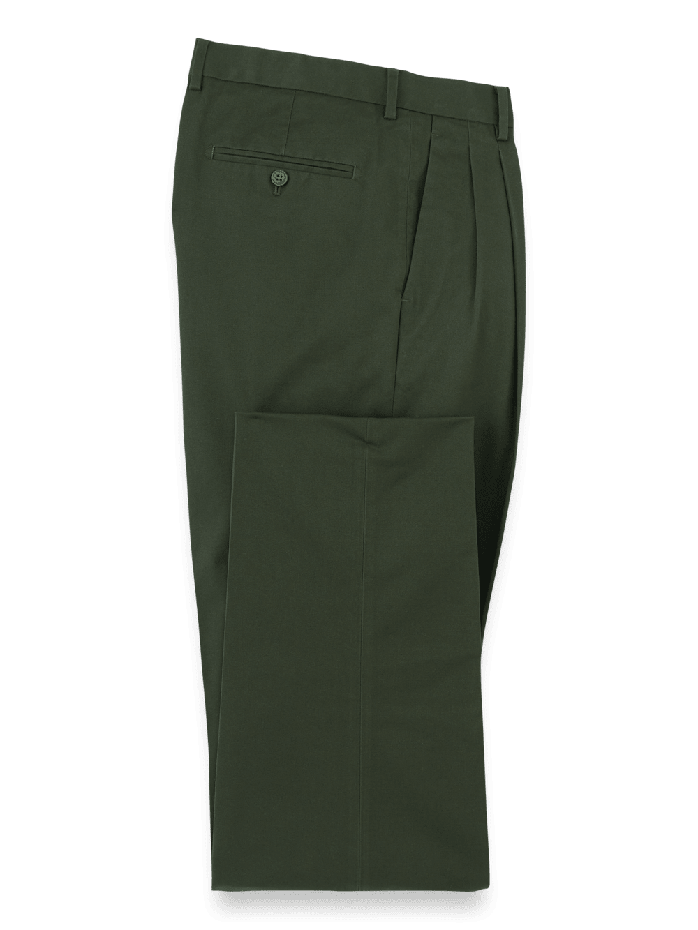 Product Image of Non-iron Cotton Stretch Twill Pant-Dark Green#model_pleated front