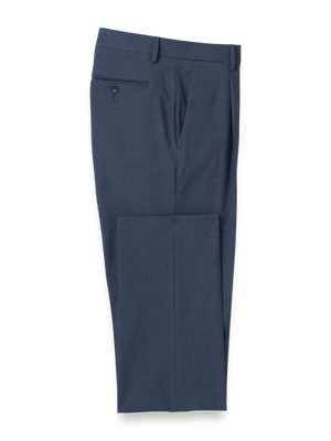 Microfiber Check Single Pleat Pants - Navy