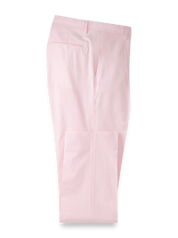 Cotton Seersucker Single Pleated Pants - Pink/white