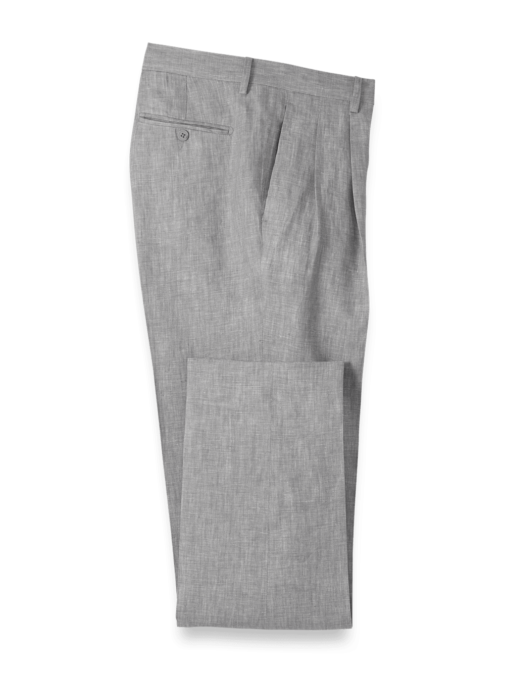 Product Image of Linen Chambray Twill Pants-Grey#model_pleated front
