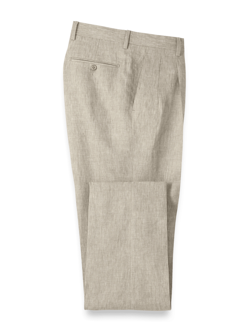 Product Image of Linen Chambray Twill Pants-Khaki#model_pleated front