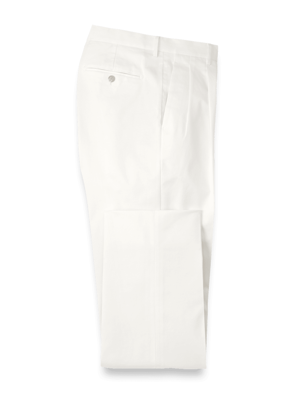 Product Image of Non-iron Cotton Stretch Twill Pants-Ivory#model_pleated front