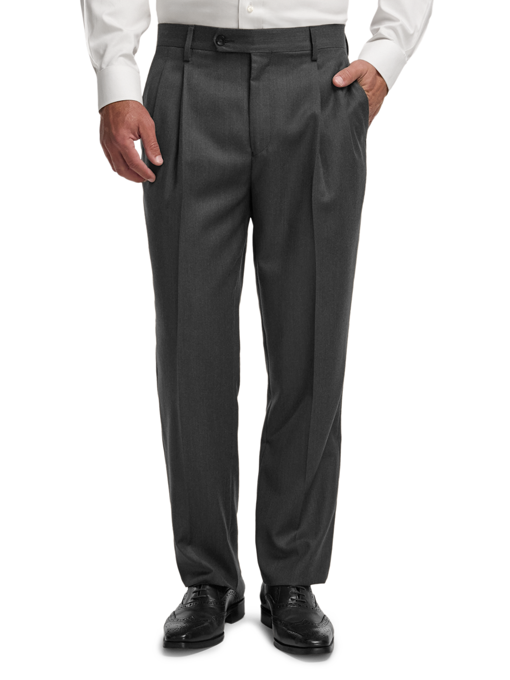Alternate Image of Wool Flannel Solid Pants-2#model_pleated front